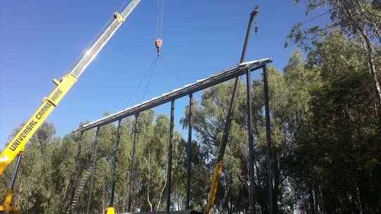 Solar array table lifted into position